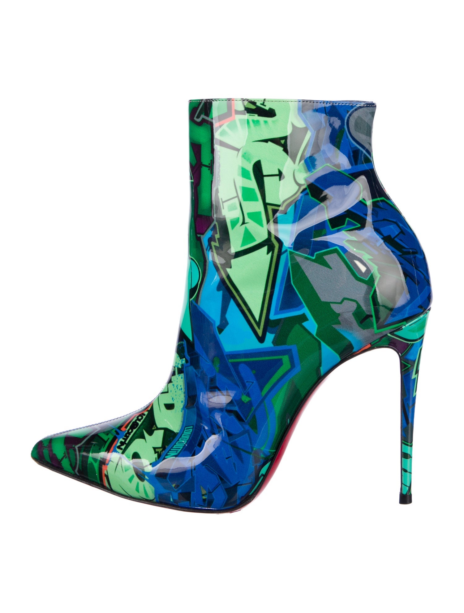 Christian Louboutin So Kate Booty Graffiti Patent Leather Boots