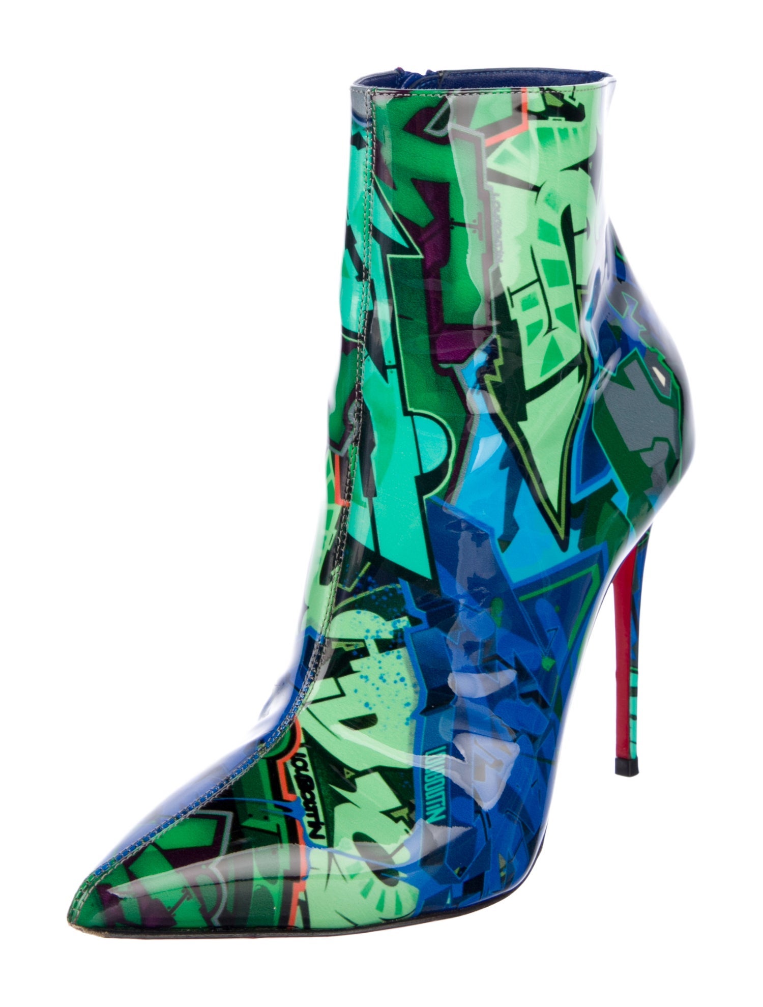 Christian Louboutin So Kate Booty Graffiti Patent Leather Boots