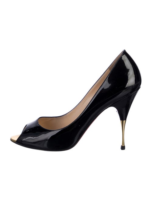 Christian Louboutin Patent Leather Colorblock Pattern Pumps