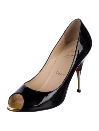 Christian Louboutin Patent Leather Colorblock Pattern Pumps