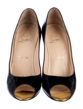 Christian Louboutin Patent Leather Colorblock Pattern Pumps