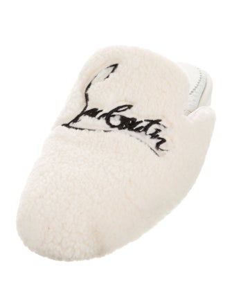 Christian Louboutin Shearling Embroidered Accent Mules