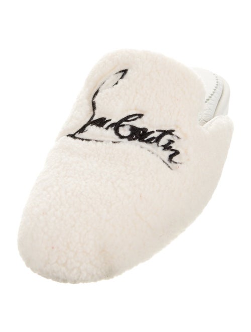 Christian Louboutin Shearling Embroidered Accent Mules