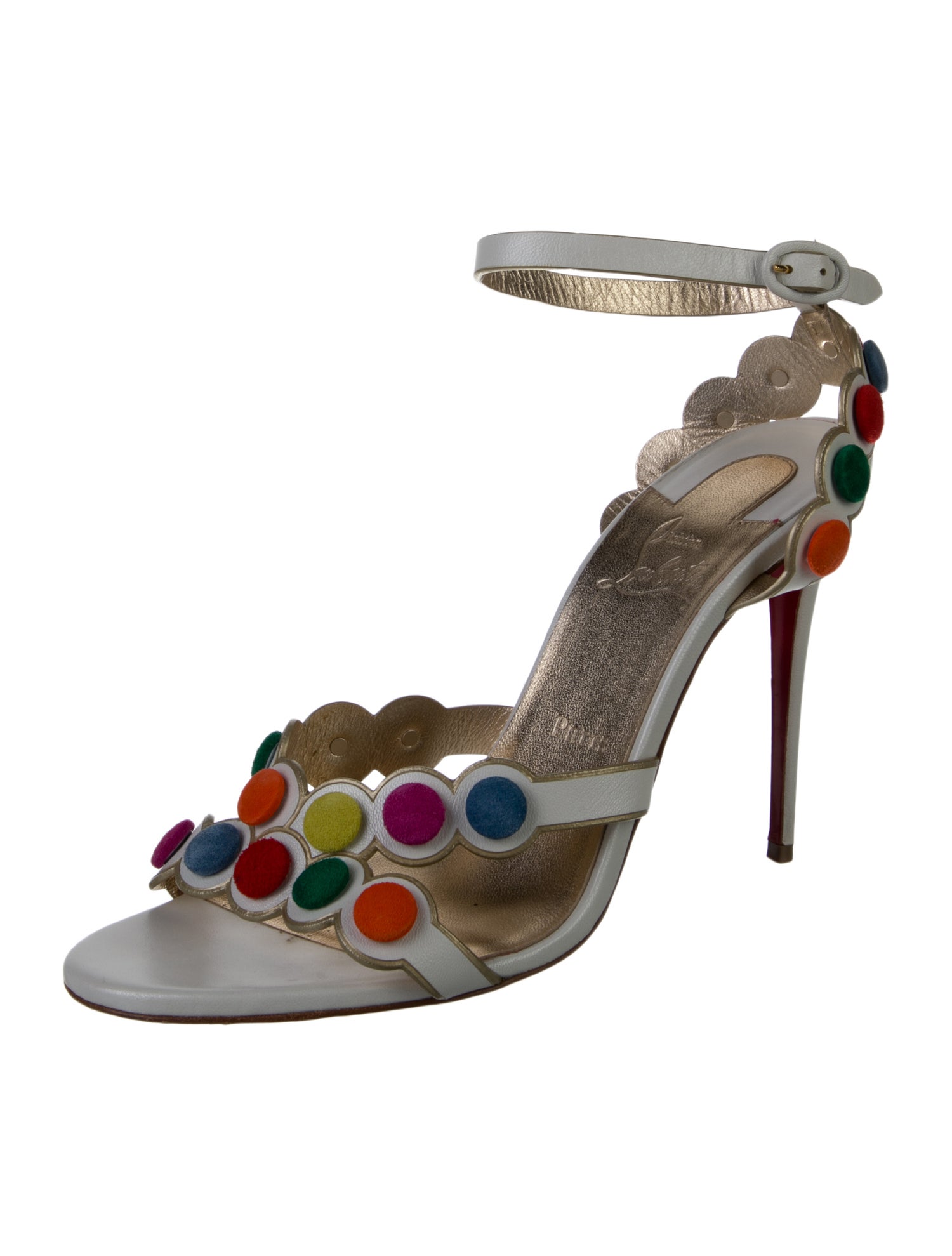 Christian Louboutin Leather Polka Dot Print Sandals