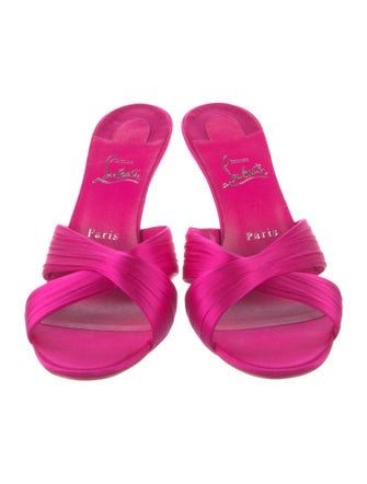Christian Louboutin Satin Pleated Accents Slides