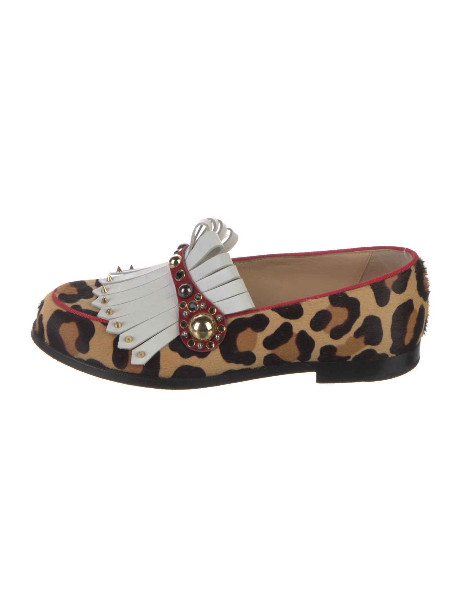 Christian Louboutin Spike Accents Ponyhair Mary Jane Flats