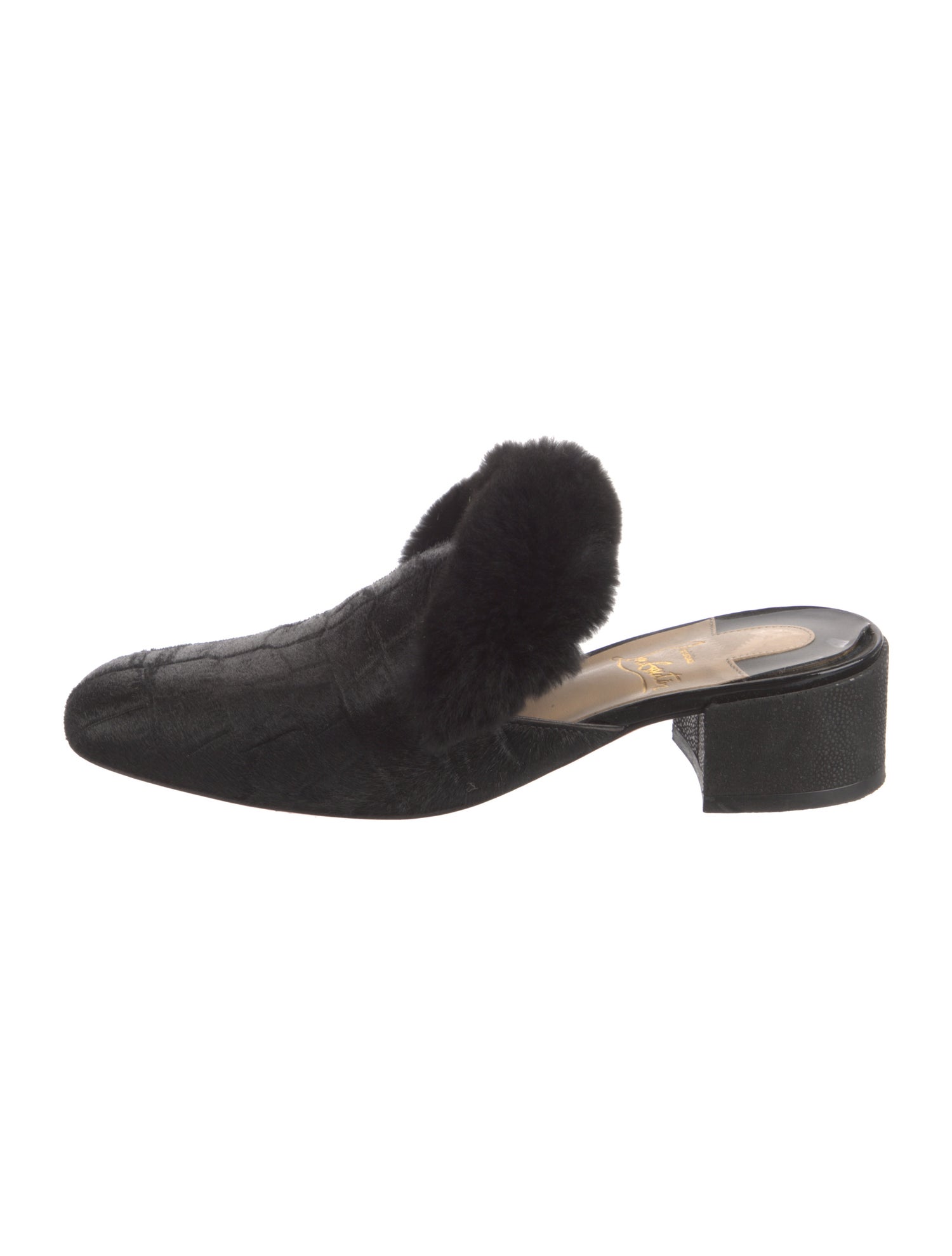 Christian Louboutin Ponyhair Fur Trim Mules