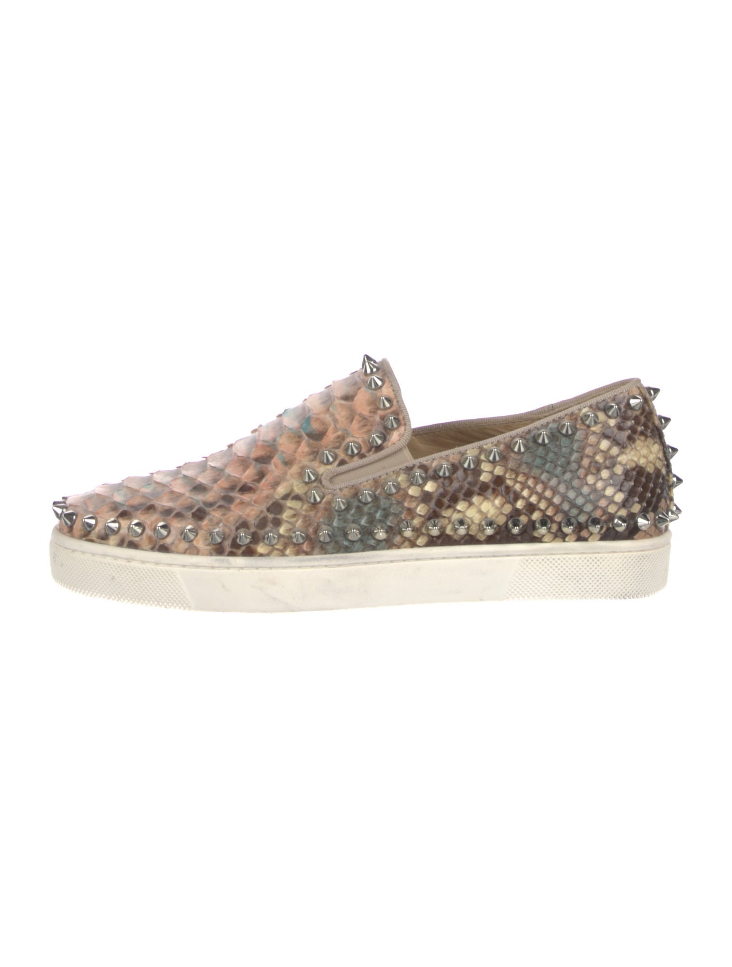 Christian Louboutin Spike Accents Snakeskin Sneakers
