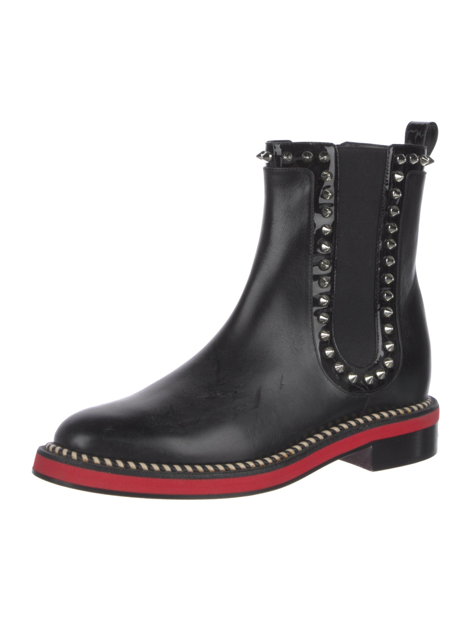 Christian Louboutin Spike Accents Leather Chelsea Boots