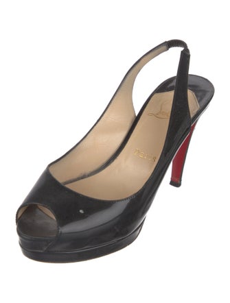 Christian Louboutin Patent Leather Keyhole Accent Slingback Pumps