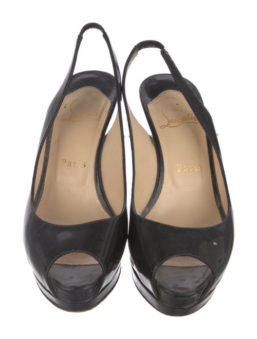 Christian Louboutin Patent Leather Keyhole Accent Slingback Pumps