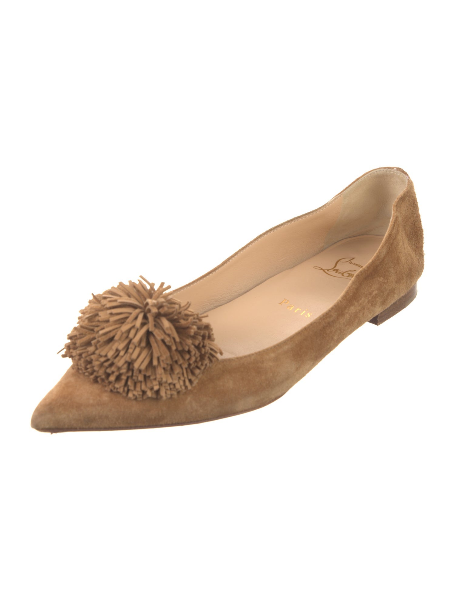 Christian Louboutin Suede Pom-Pom Embellishments Flats