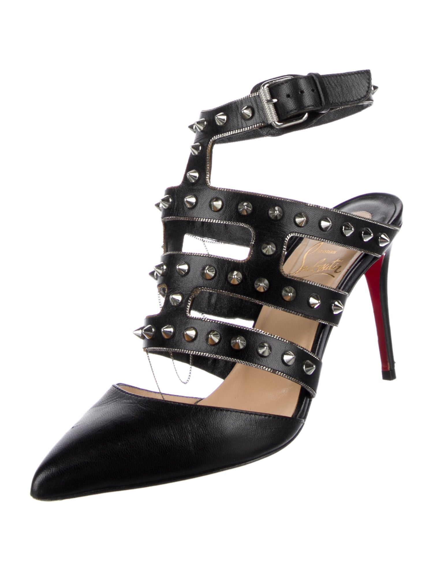 Christian Louboutin Spike Accents Leather Pumps