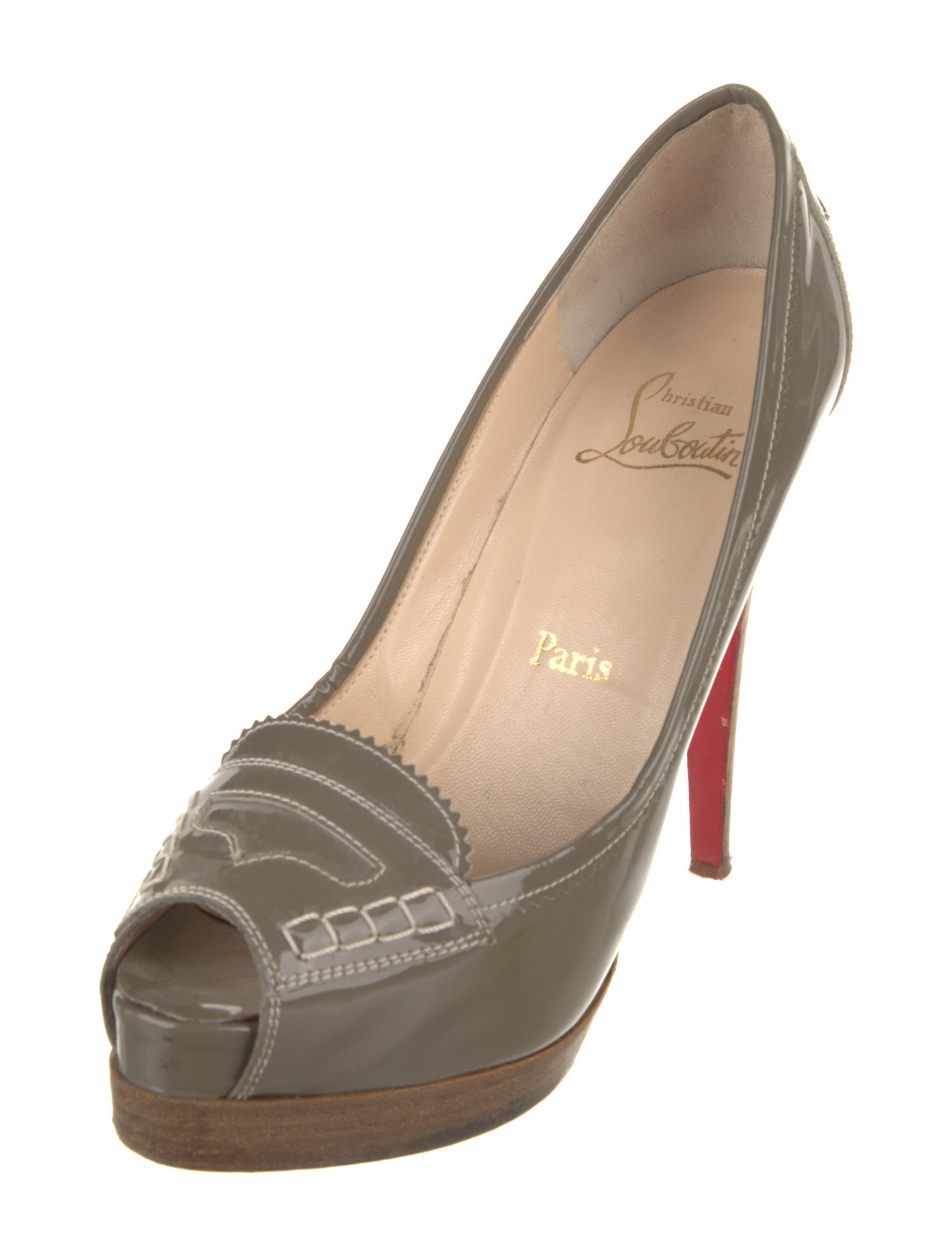 Christian Louboutin Patent Leather Whipstitch Trim Pumps