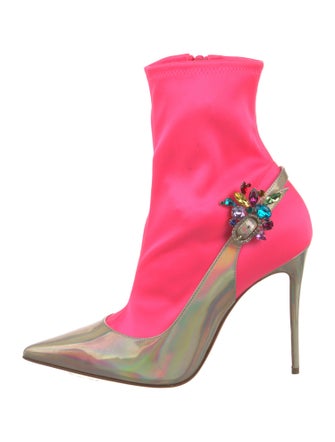 Christian Louboutin Jessie Booty Joli 100 Colorblock Pattern Sock Boots