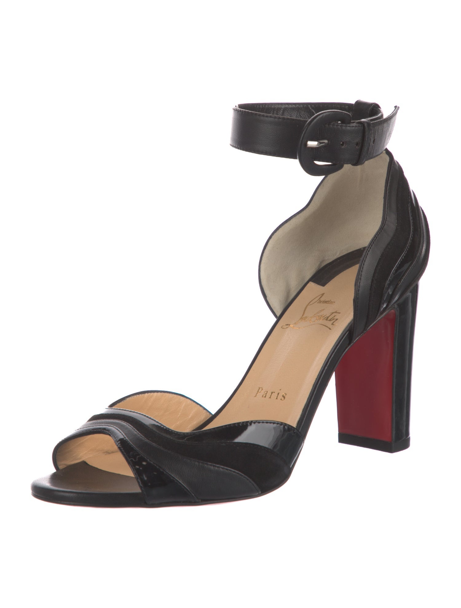 Christian Louboutin Mesh Leather Trim Embellishment Sandals