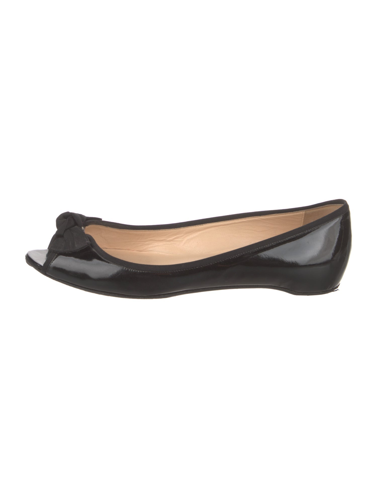 Christian Louboutin Patent Leather Bow Accents Ballet Flats