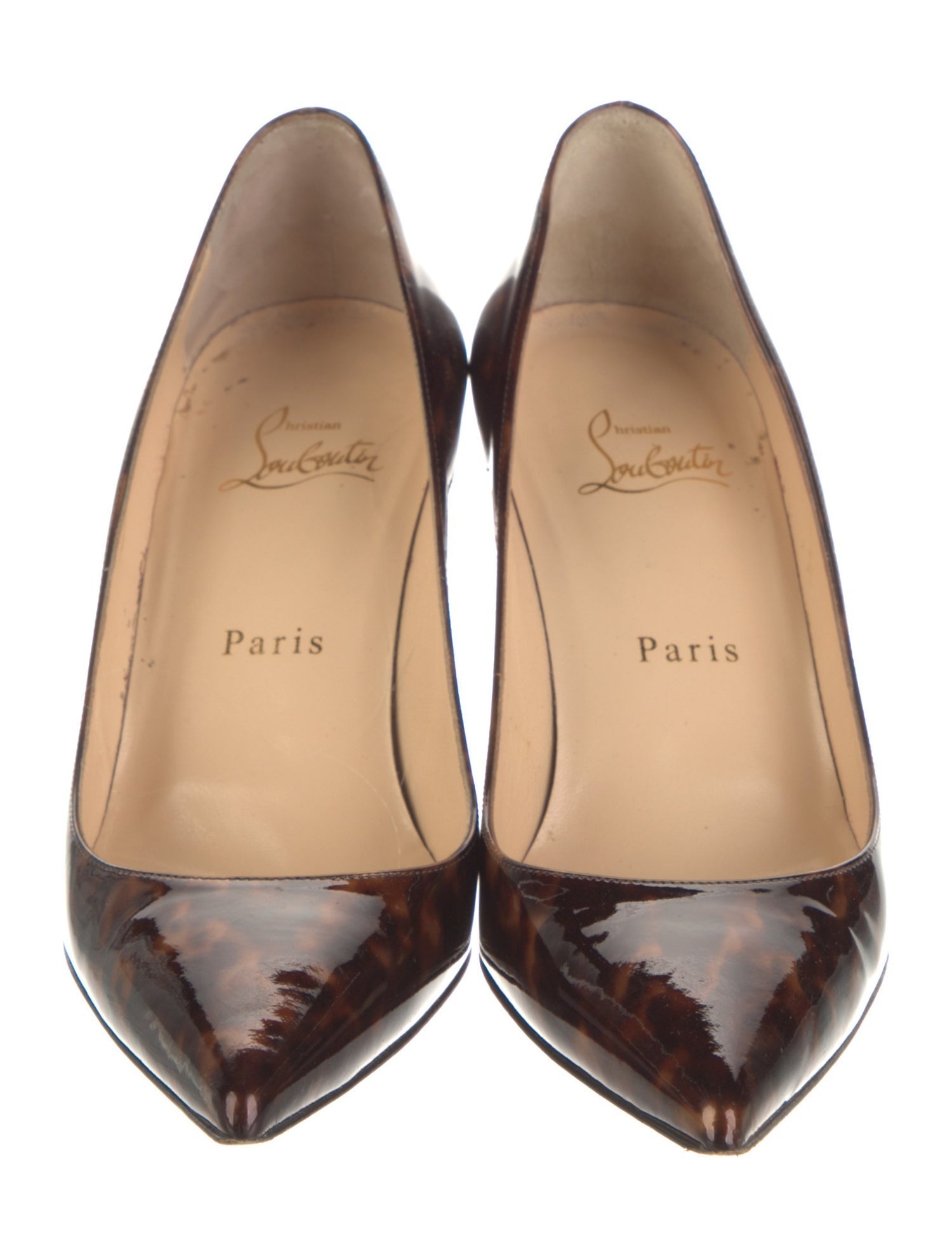 Christian Louboutin Patent Leather Animal Print Pumps