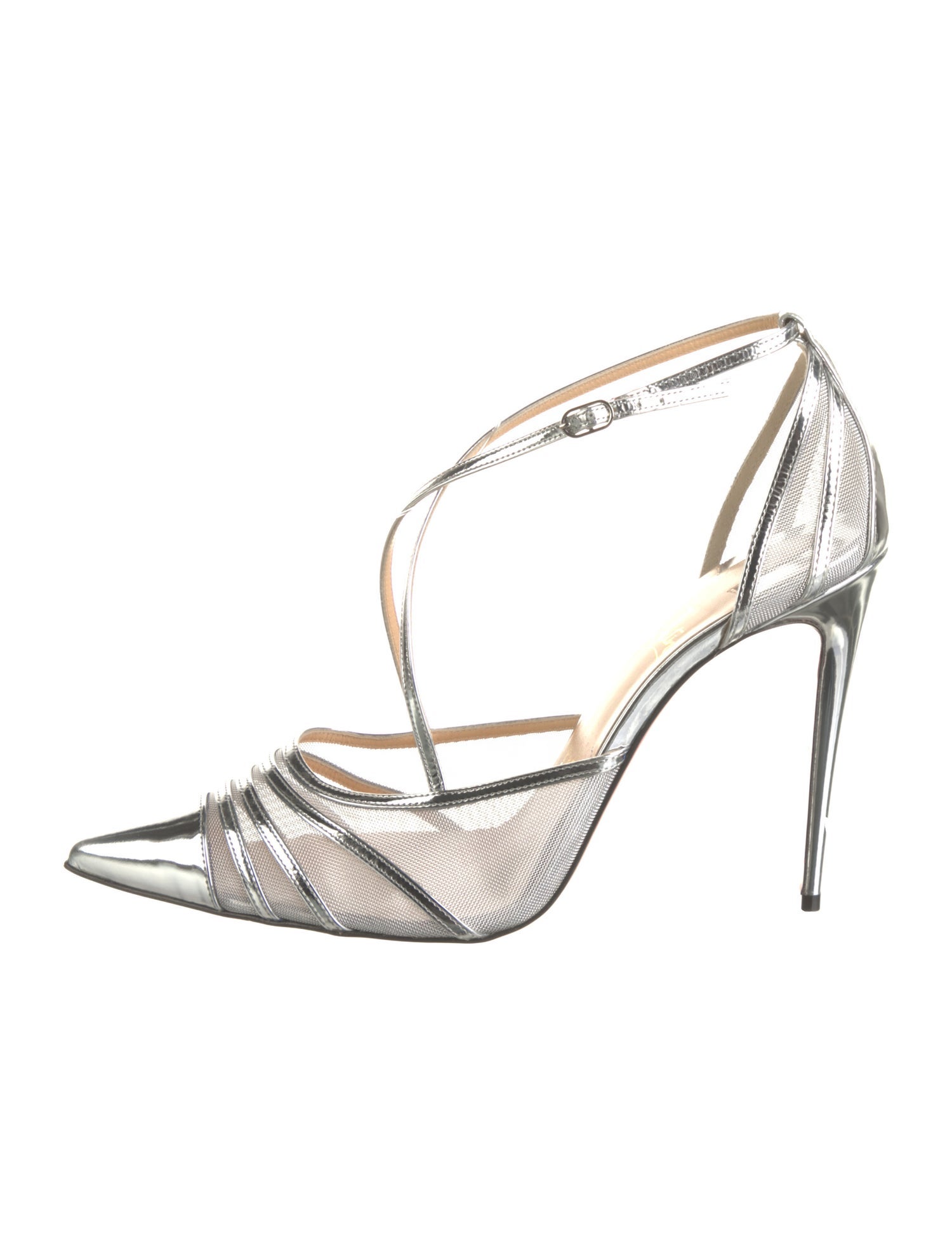 Christian Louboutin Patent Leather Mesh Accents T-Strap Pumps w/ Tags