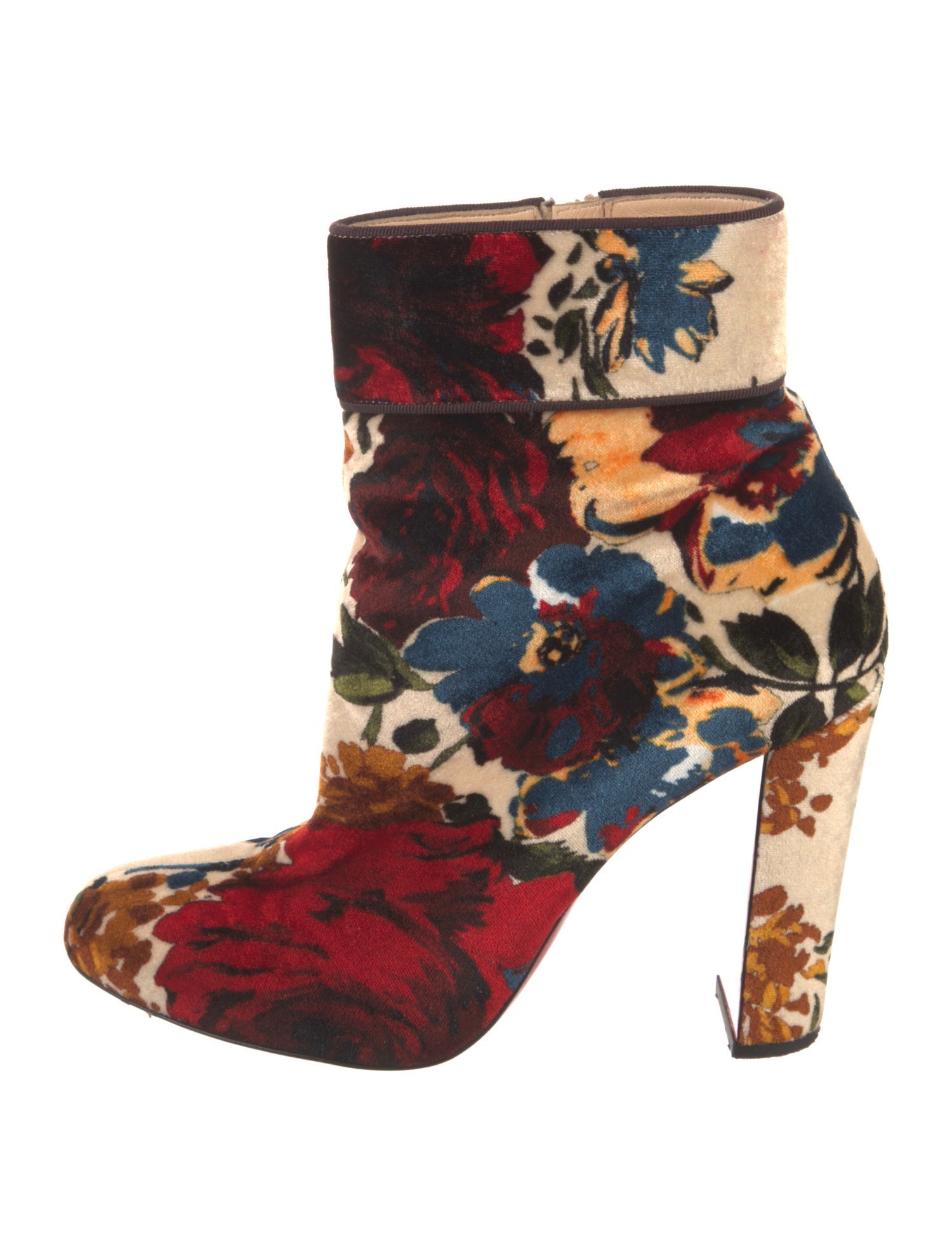 Christian Louboutin Velvet Floral Print Boots