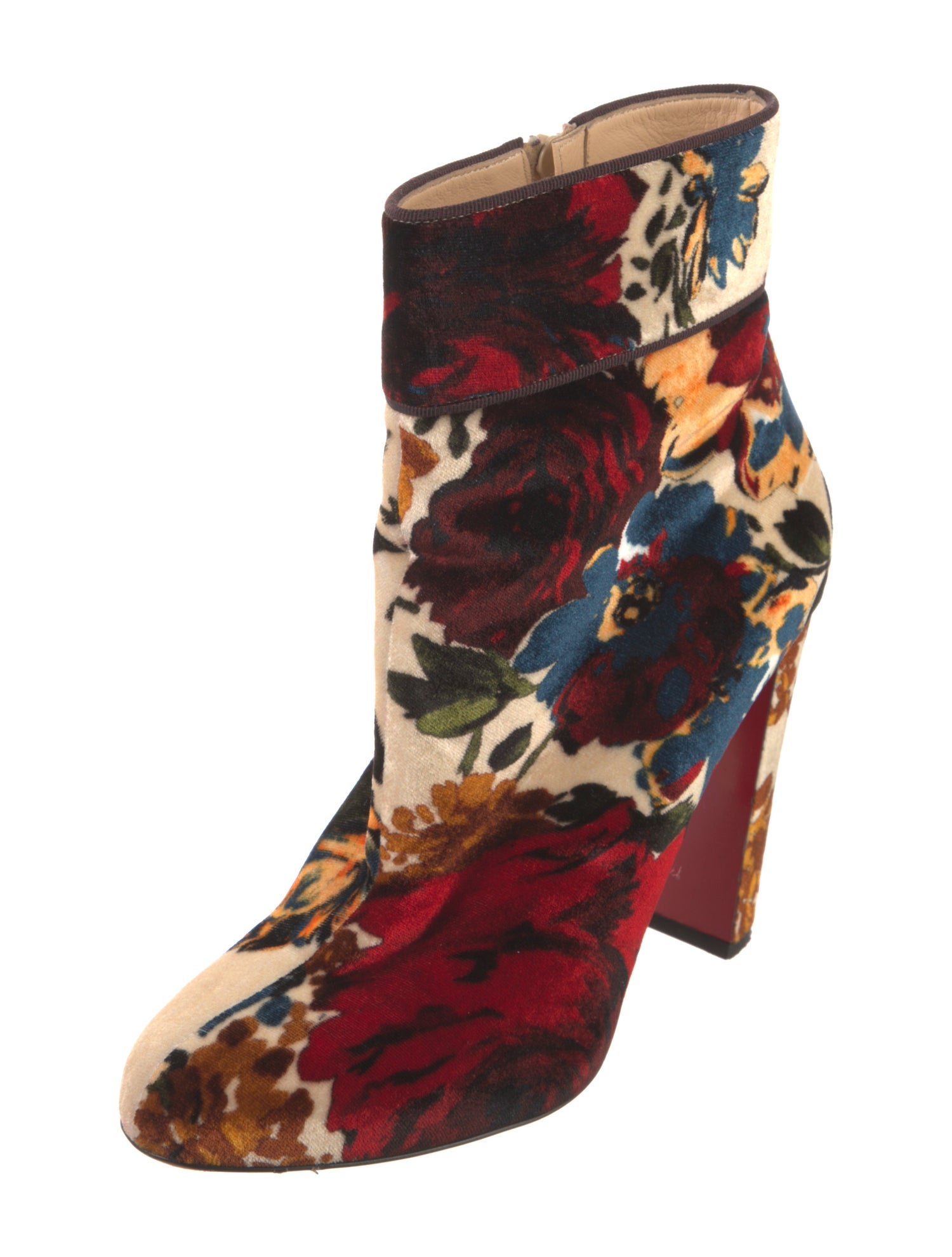 Christian Louboutin Velvet Floral Print Boots