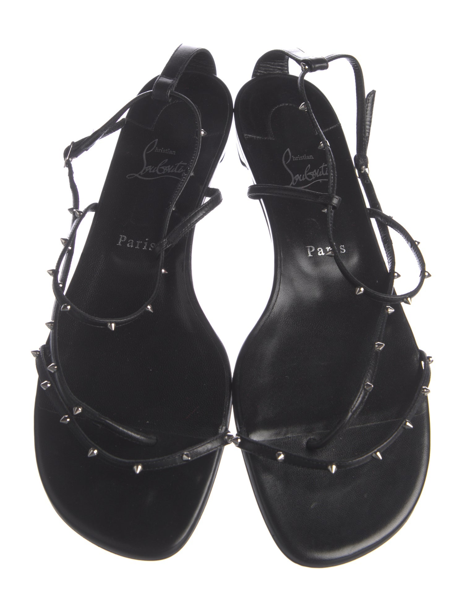 Christian Louboutin Spike Accents Leather Gladiator Sandals