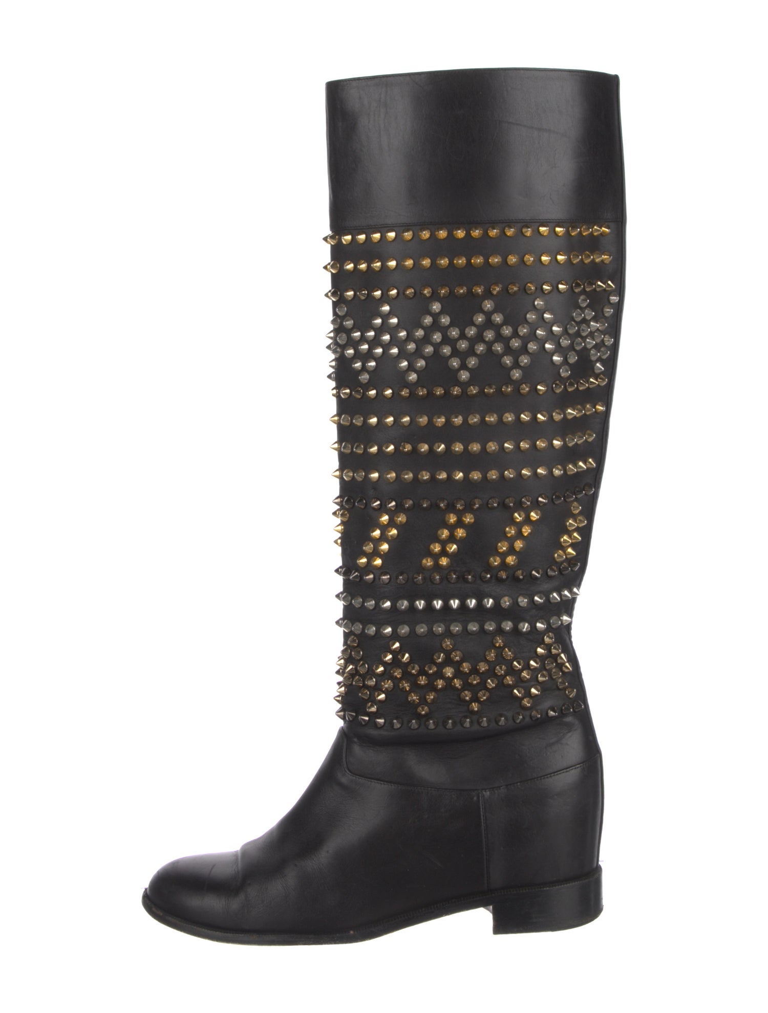 Christian Louboutin Spike Accents Leather Riding Boots
