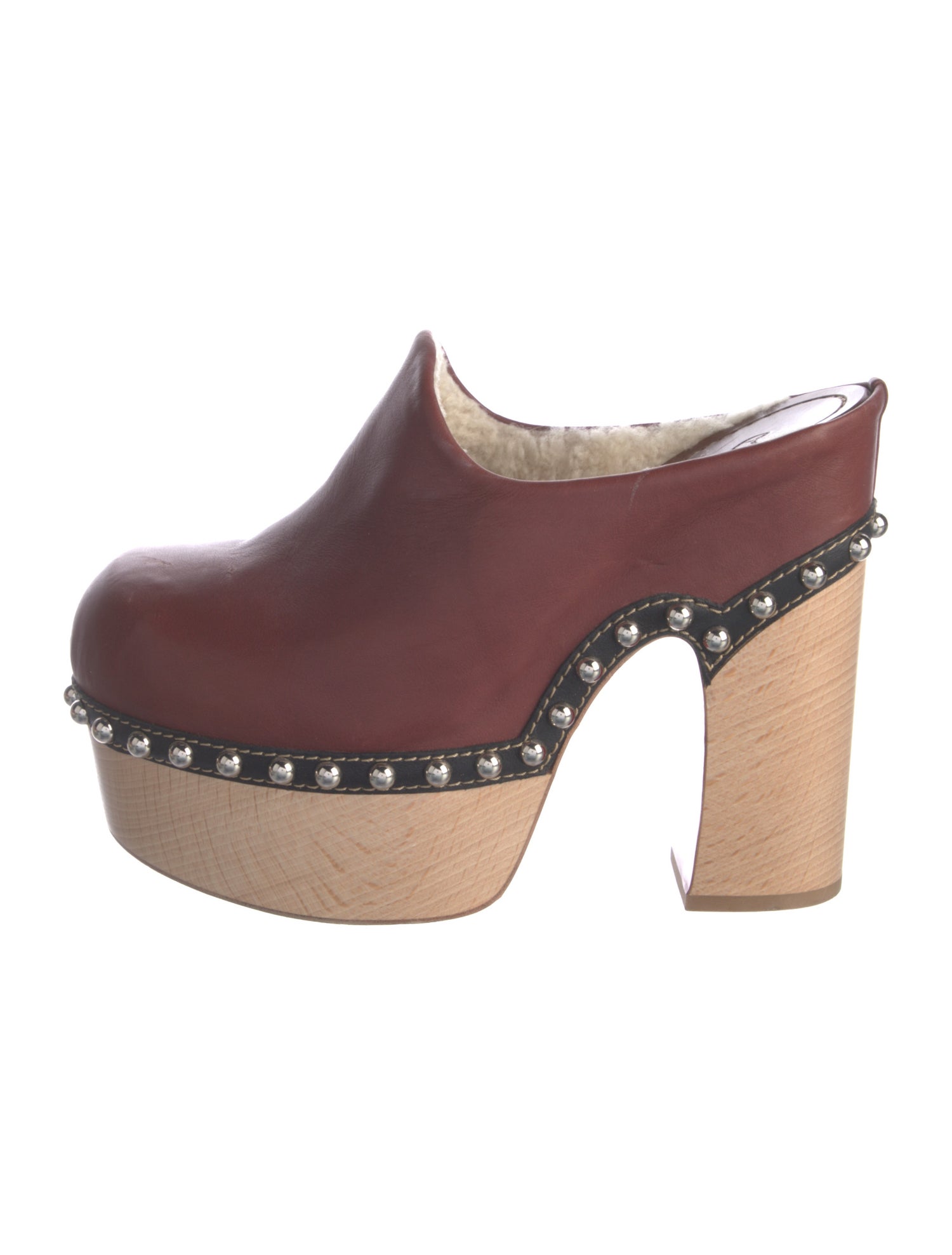 Christian Louboutin Leather Fur Trim Mules