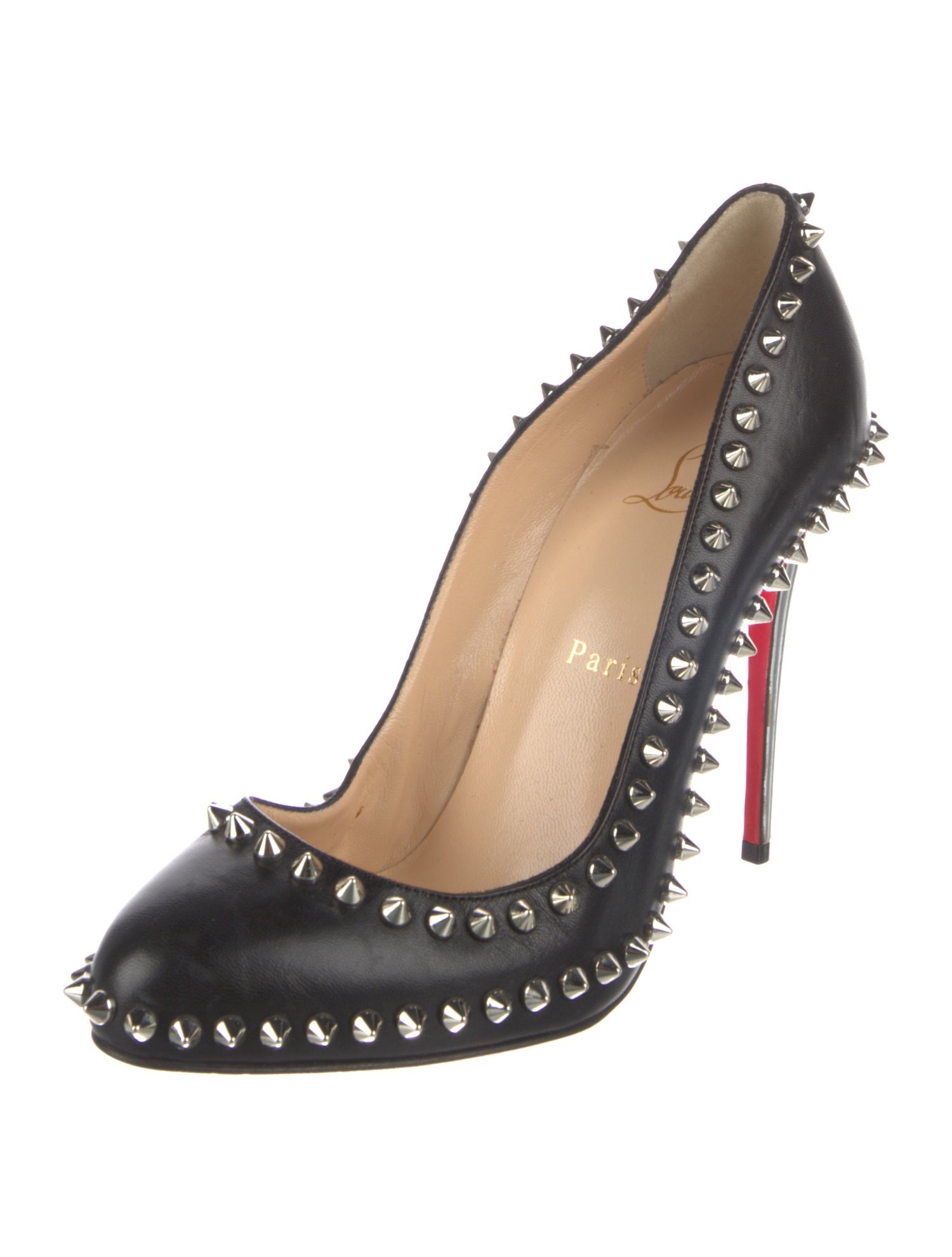 Christian Louboutin Leather Studded Accents Pumps