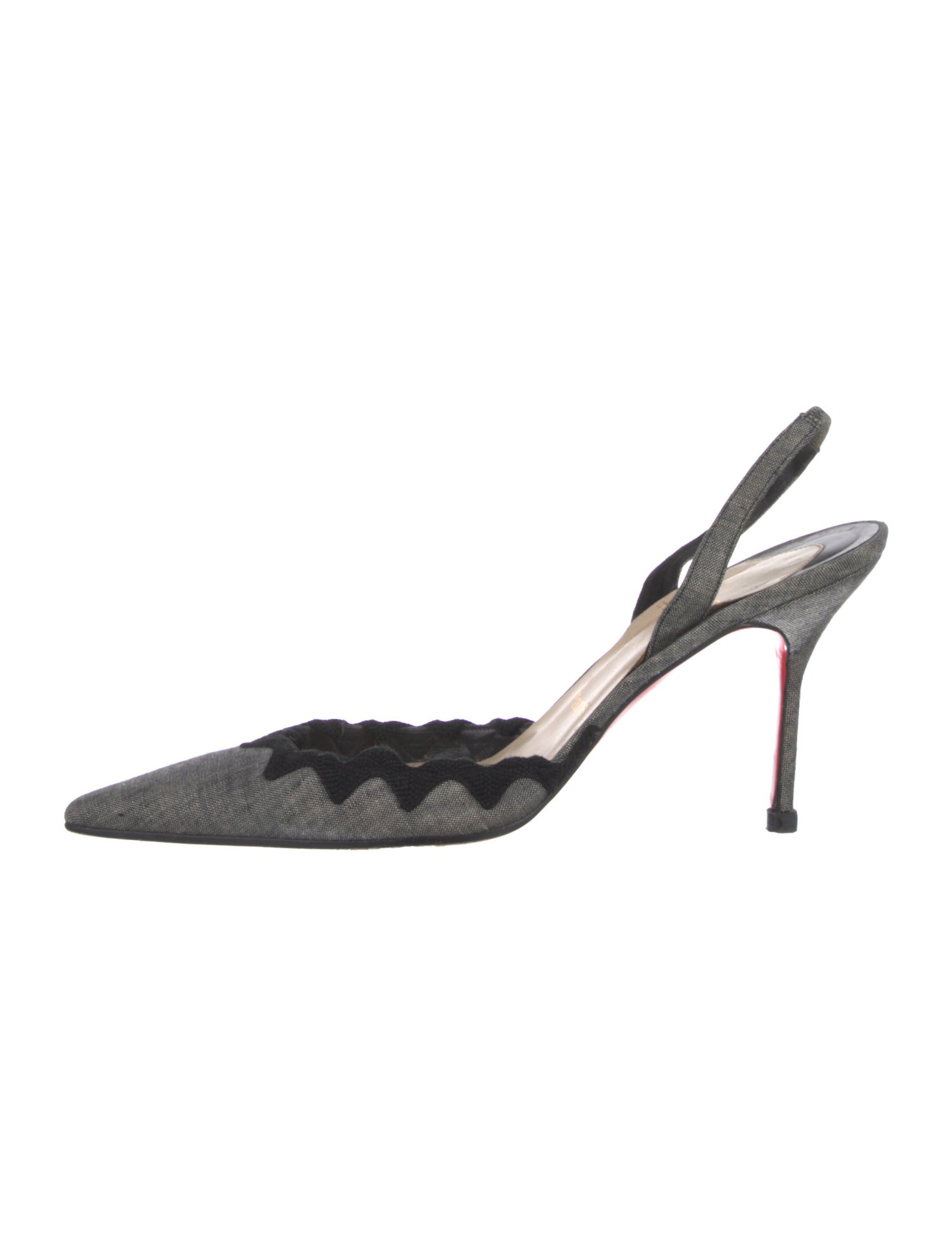 Christian Louboutin Canvas Colorblock Pattern Slingback Pumps