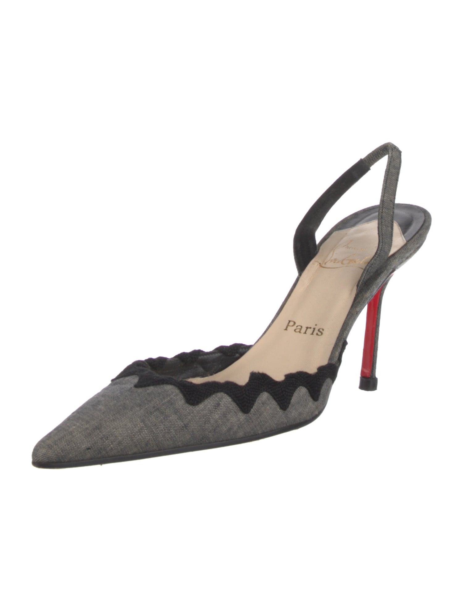 Christian Louboutin Canvas Colorblock Pattern Slingback Pumps