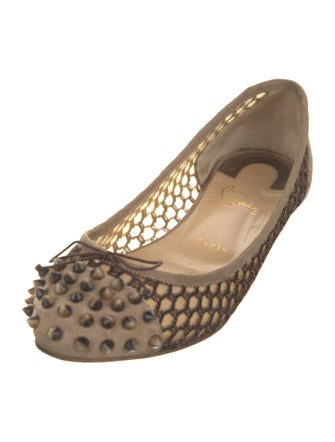 Christian Louboutin Spike Accents Mesh Flats