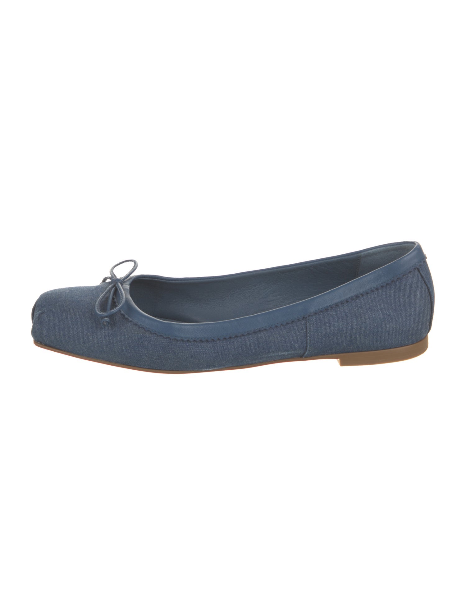 Christian Louboutin Denim Bow Accents Ballet Flats