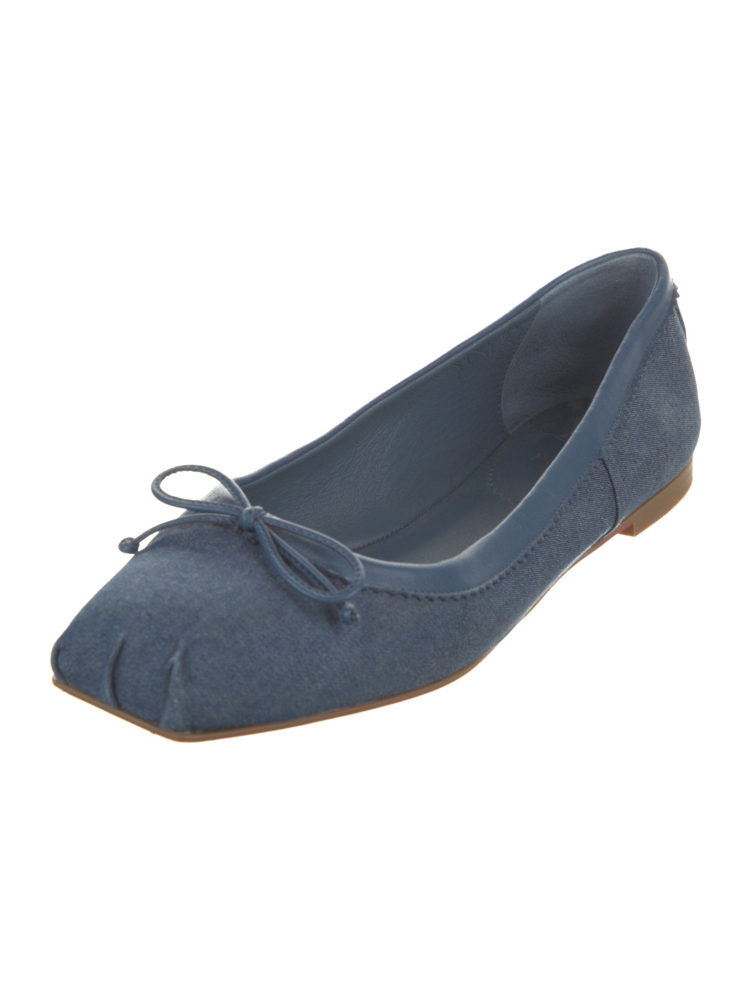 Christian Louboutin Denim Bow Accents Ballet Flats