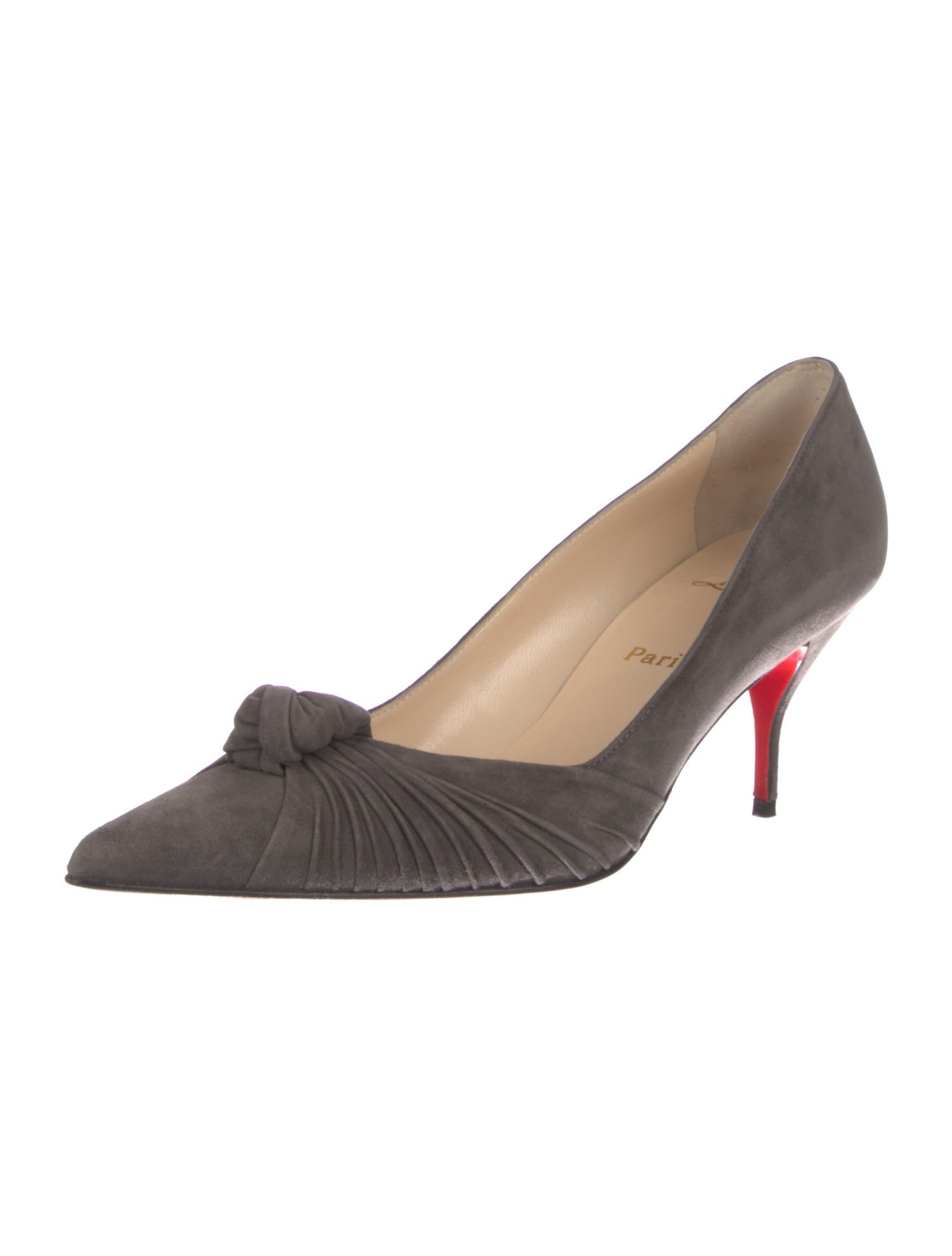 Christian Louboutin Suede Pleated Accents Pumps