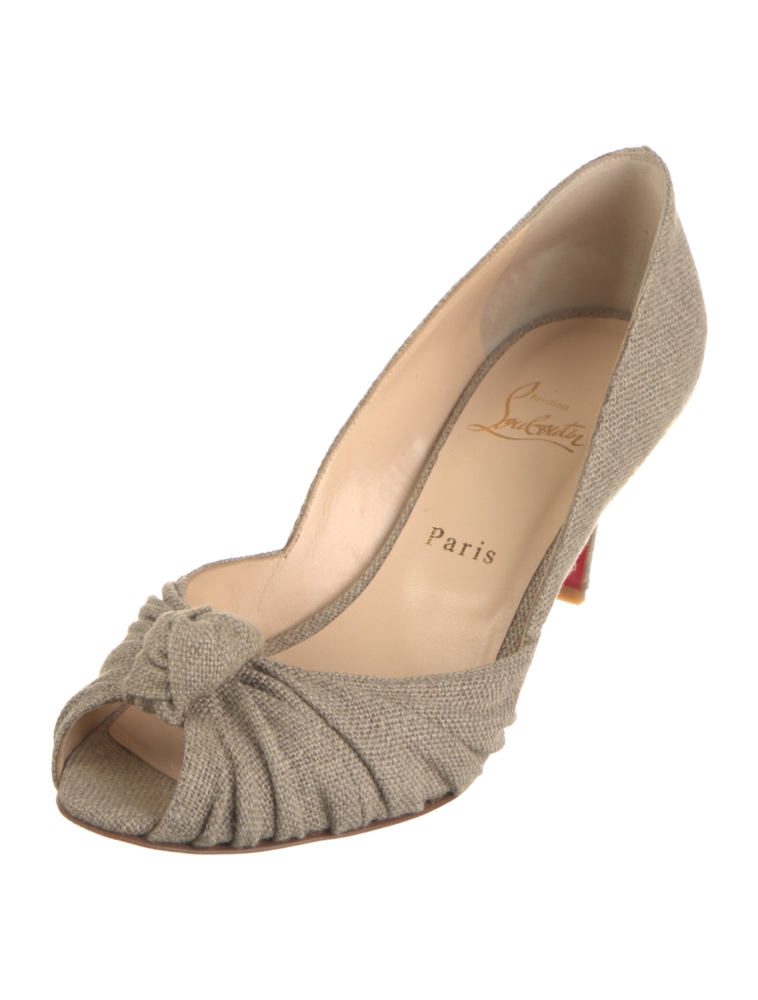Christian Louboutin Canvas Pleated Accents Pumps