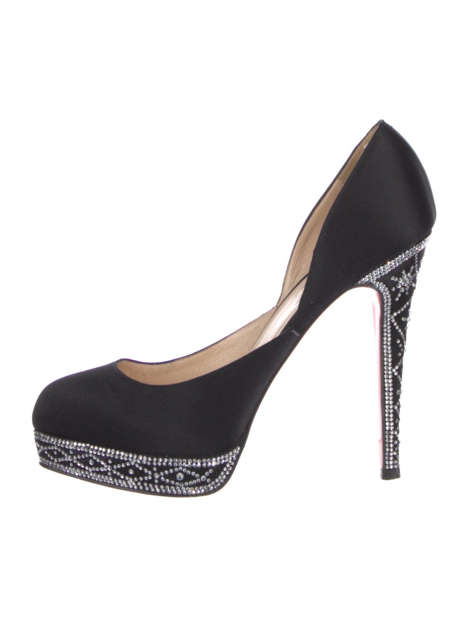 Christian Louboutin Satin Crystal Embellishments D'Orsay Pumps
