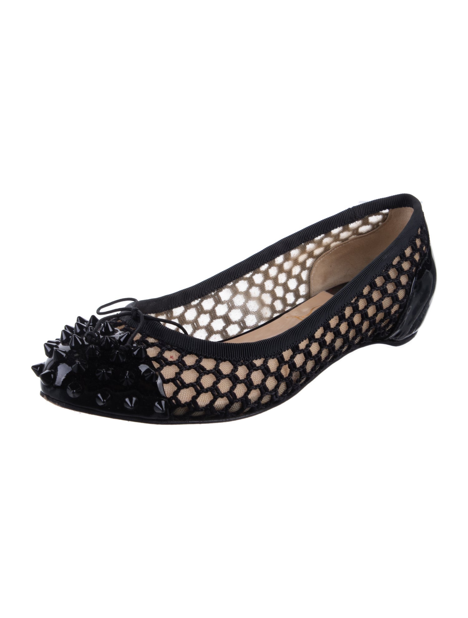 Christian Louboutin Spike Accents Patent Leather Flats
