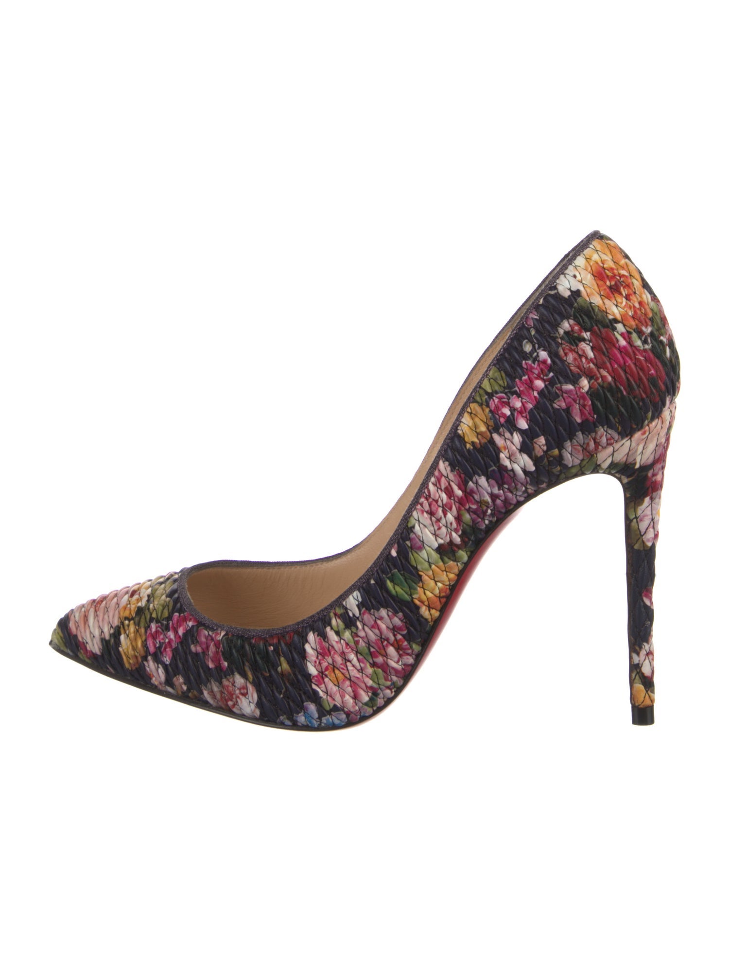 Christian Louboutin Leather Floral Print Pumps