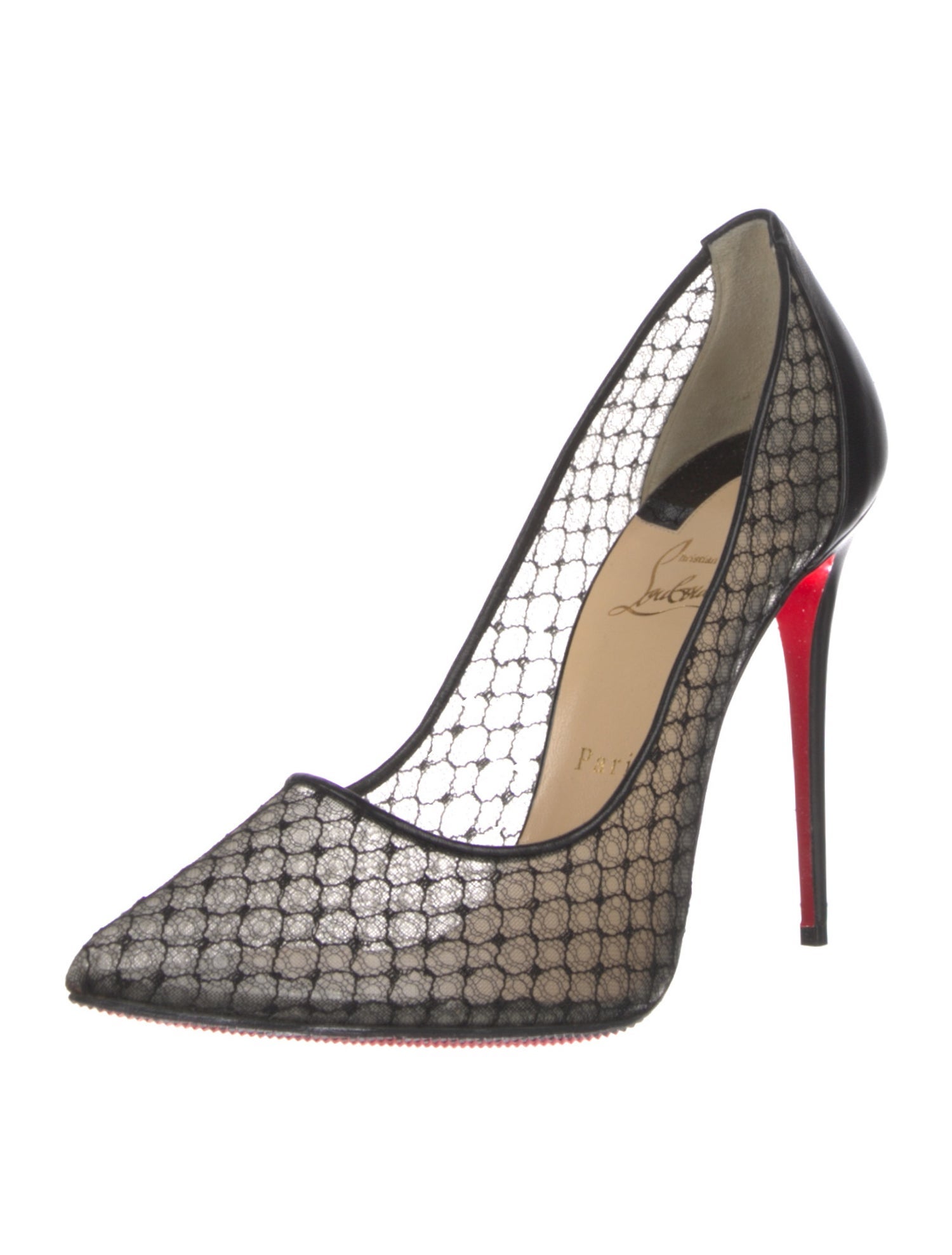 Christian Louboutin Leather Lace Pattern Pumps