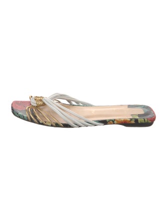 Christian Louboutin Leather Floral Print Slides