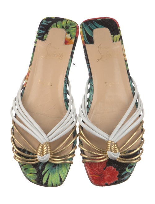 Christian Louboutin Leather Floral Print Slides