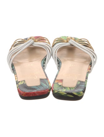Christian Louboutin Leather Floral Print Slides