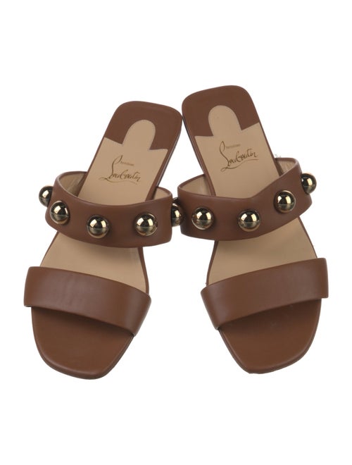 Christian Louboutin Leather Studded Accents Slides