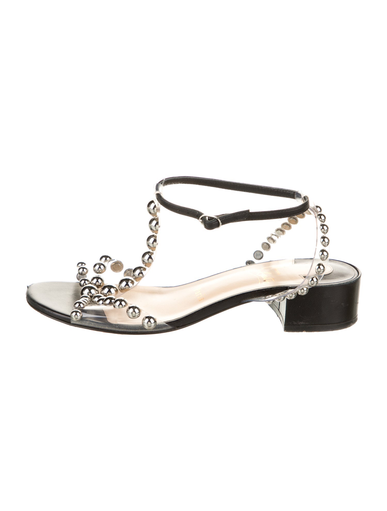 Christian Louboutin PVC Studded Accents T-Strap Sandals