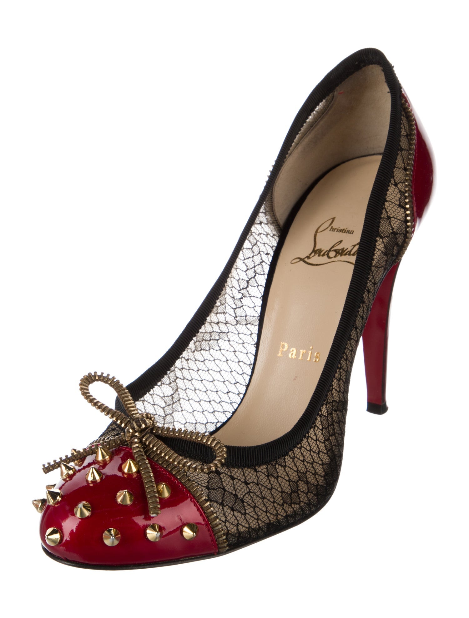 Christian Louboutin Spike Accents Mesh Pumps