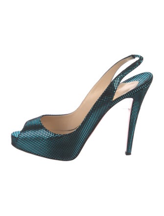 Christian Louboutin Suede Plaid Print Slingback Pumps