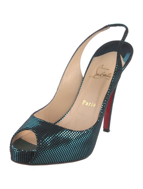 Christian Louboutin Suede Plaid Print Slingback Pumps
