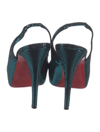 Christian Louboutin Suede Plaid Print Slingback Pumps