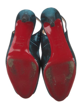 Christian Louboutin Suede Plaid Print Slingback Pumps